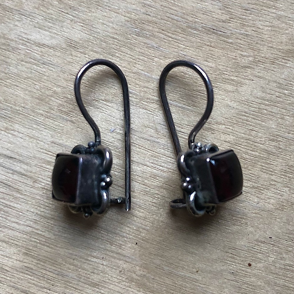 Sterling Silver and Garnet Earrings